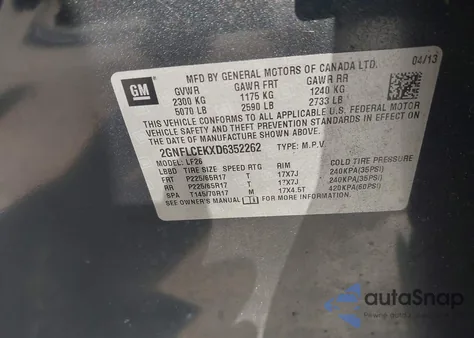 2013 Chevrolet Equinox Ls from USA, damaged, VIN 2GNFLCEKXD6352262